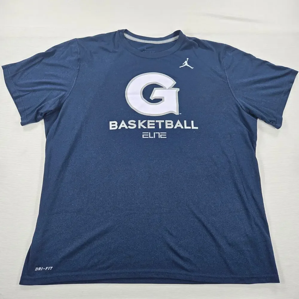 Nike Dri-Fit Air Jordan Georgetown Hoyas Elite Basketball Blue T-Shirt‎ Size XL